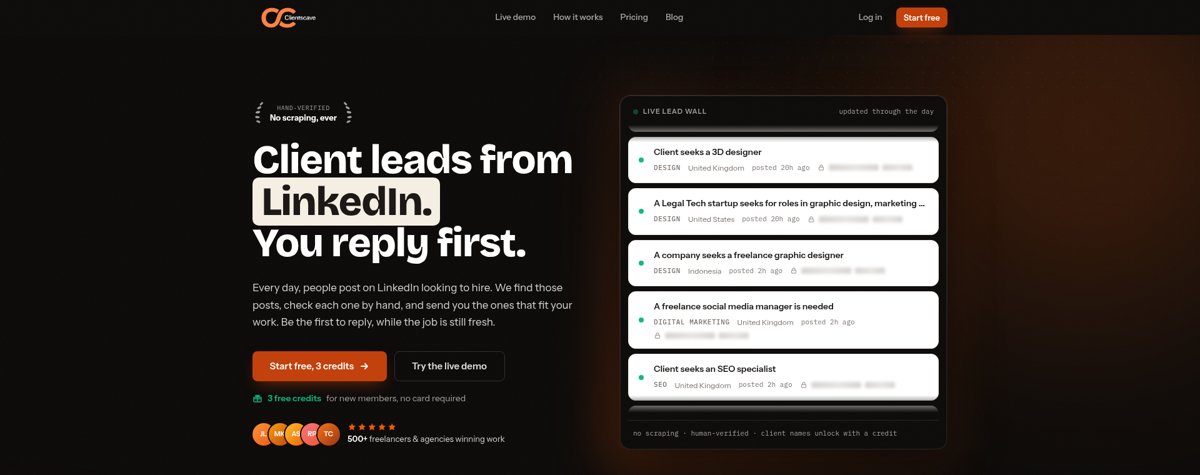 ClientsCave website designed and built by grapes.agency